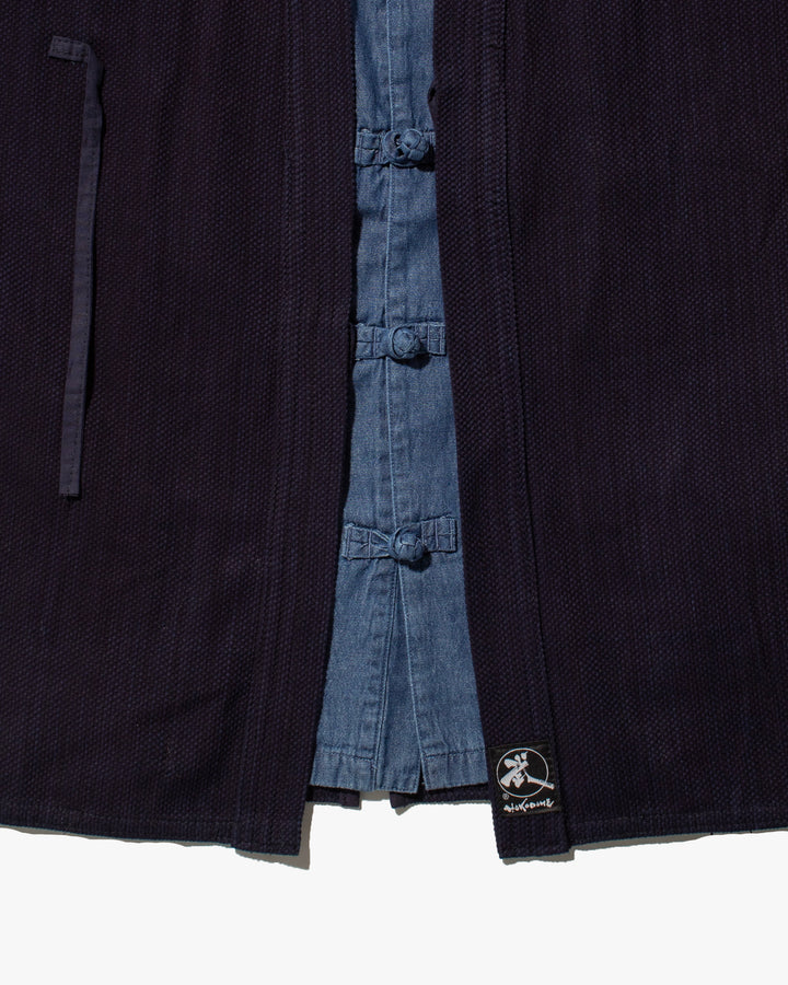 Kiriko Custom Kendo X Denim Mandarin Jacket, Dark Wash - L