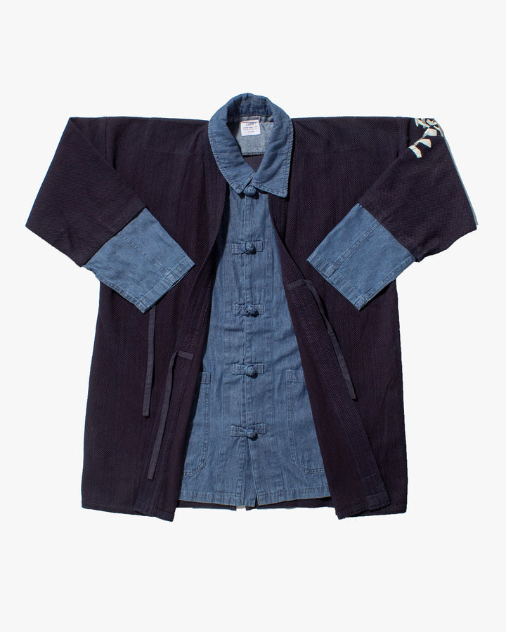Kiriko Custom Kendo X Denim Mandarin Jacket, Dark Wash - L