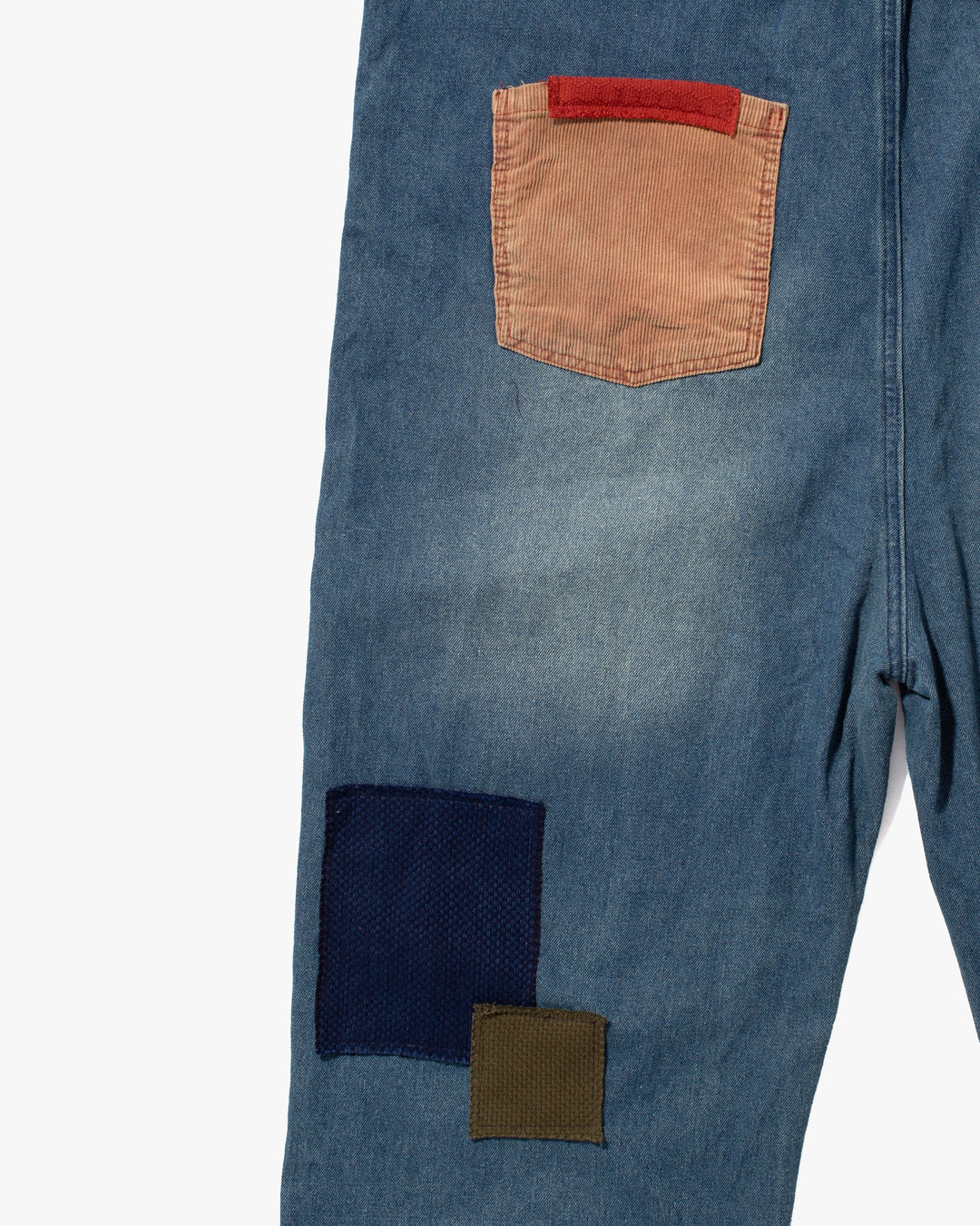 Kiriko Custom Patched Overalls, Colorblock Denim 