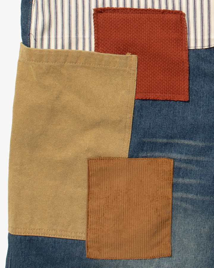 Kiriko Custom Patched Overalls, Colorblock Denim 