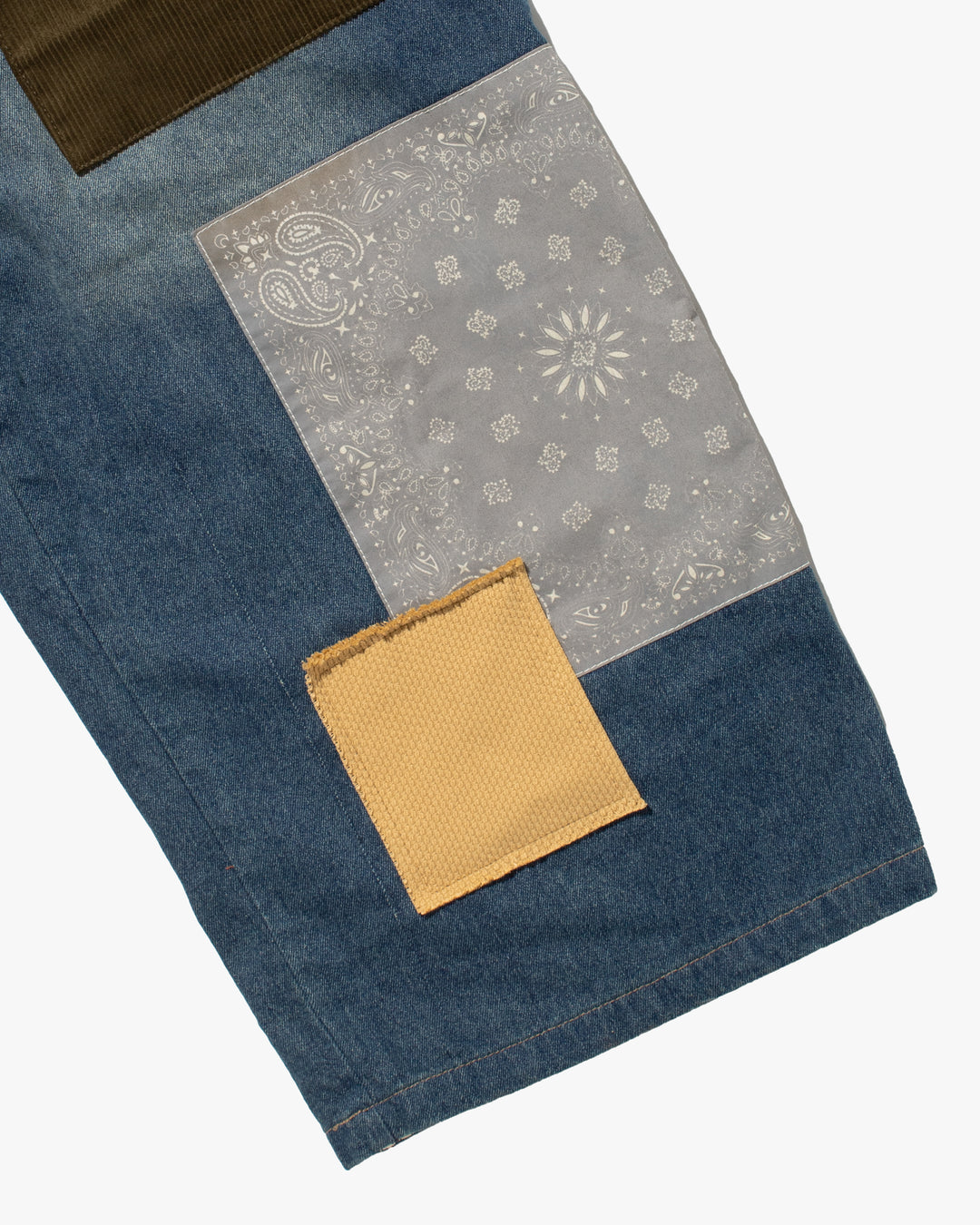 Kiriko Custom Patched Overalls, Colorblock Denim 