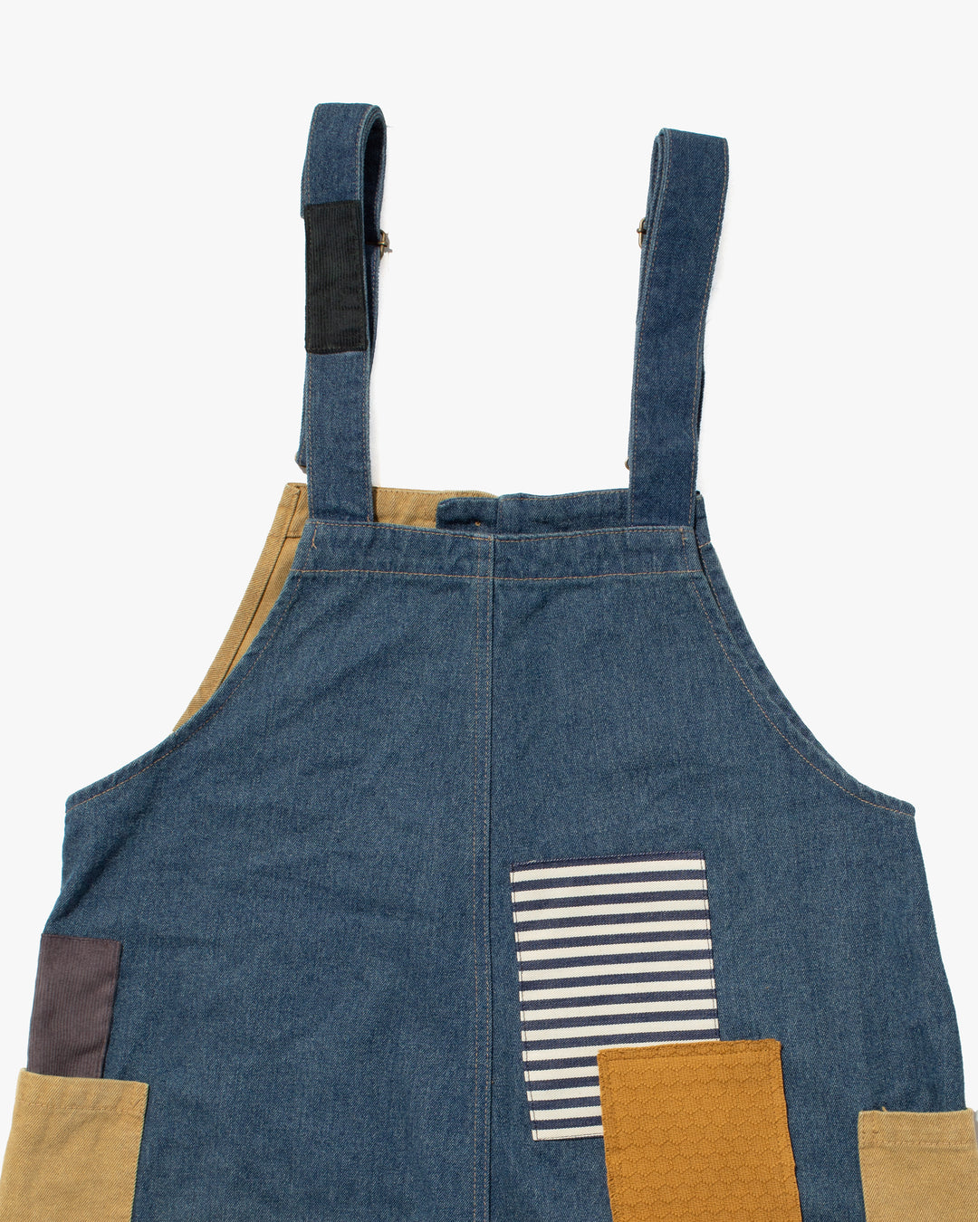 Kiriko Custom Patched Overalls, Colorblock Denim 