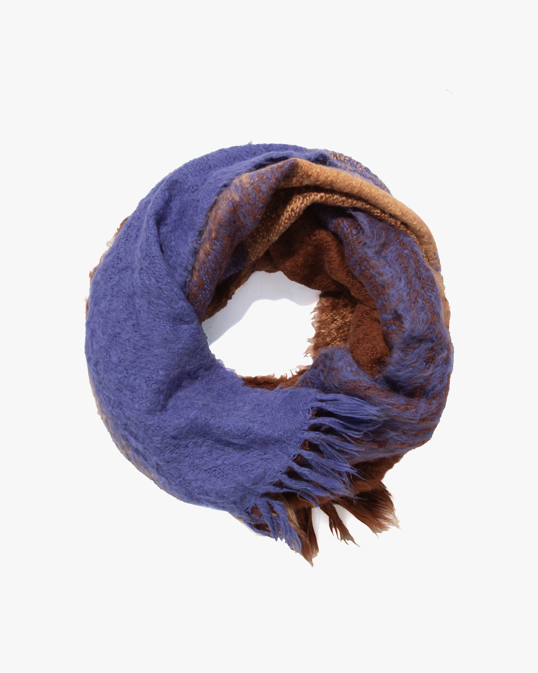 Kobo Oriza Snood, Brushed Cotton, Brown and Blue