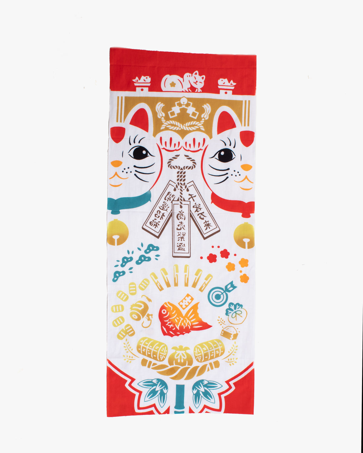 Tenugui, Chusen-Zome, Two Maneki Neko