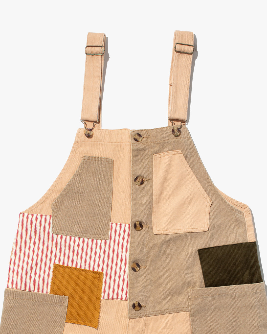 Kiriko Custom Patched Overalls, Colorblock Canvas, Tan
