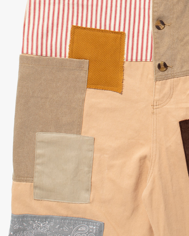 Kiriko Custom Patched Overalls, Colorblock Canvas, Tan