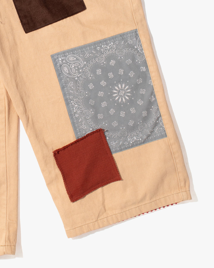 Kiriko Custom Patched Overalls, Colorblock Canvas, Tan