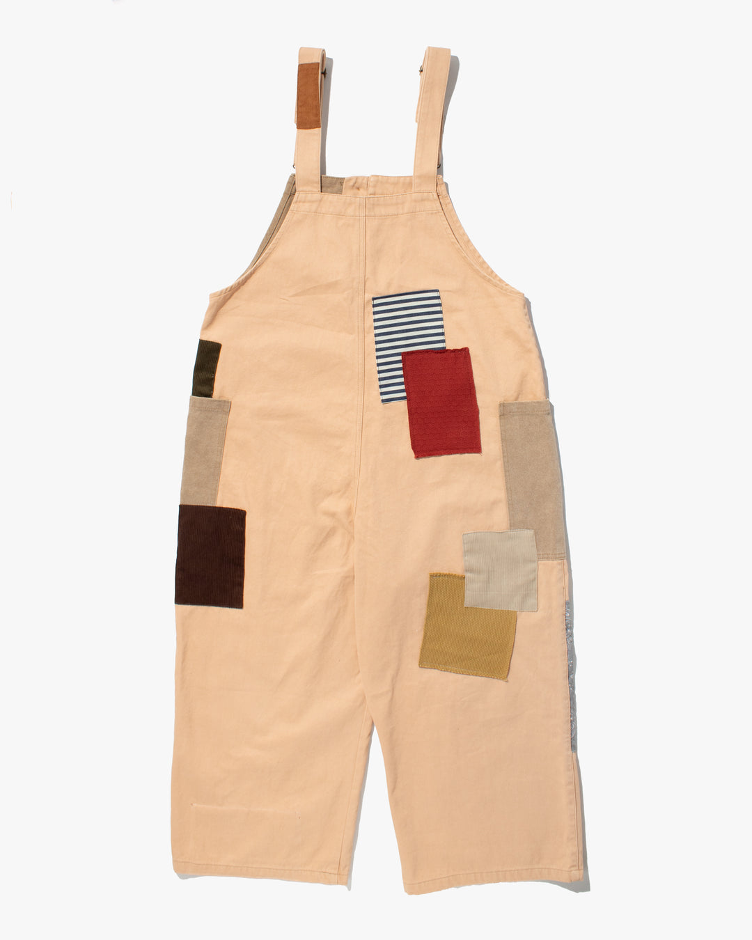 Kiriko Custom Patched Overalls, Colorblock Canvas, Tan