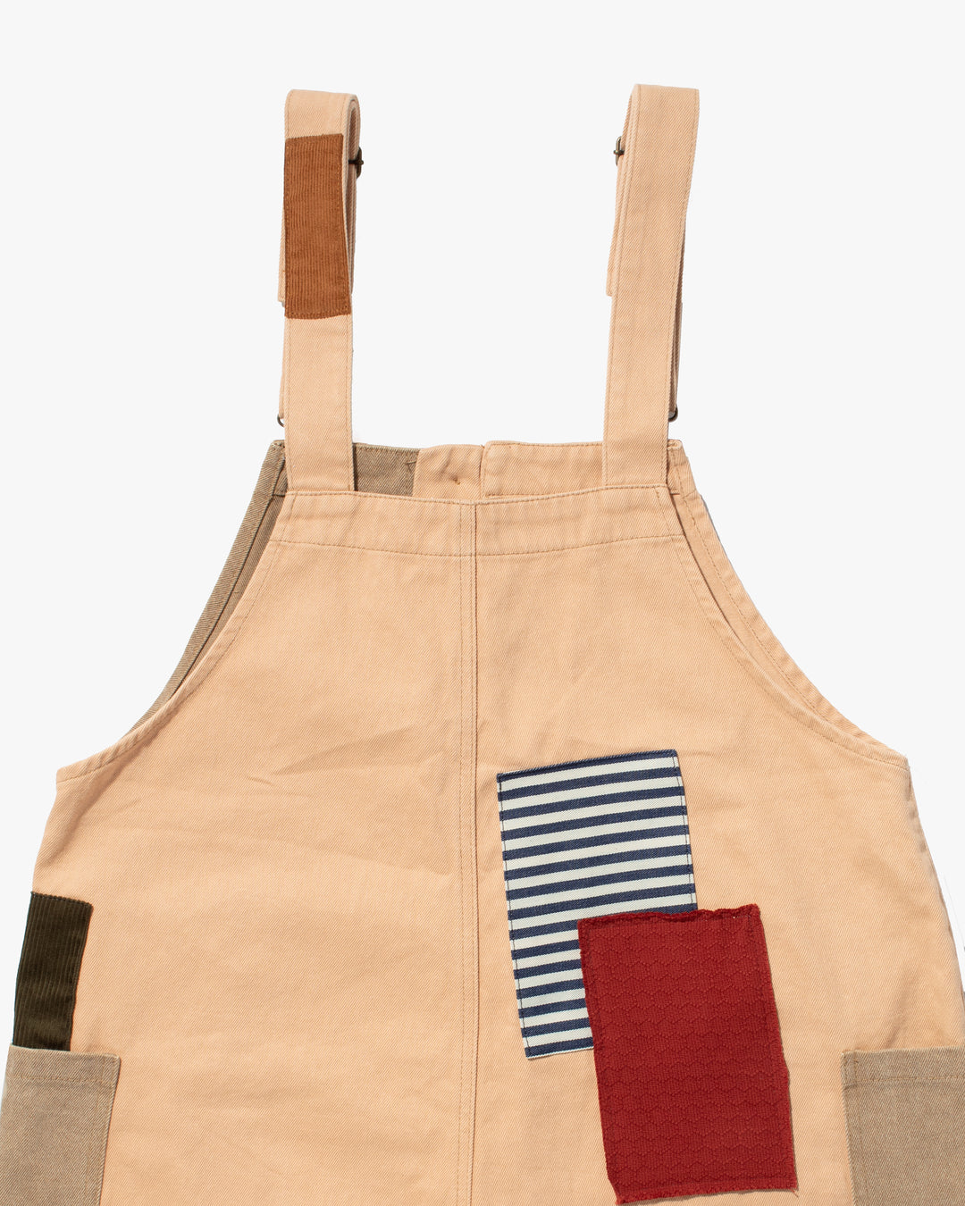 Kiriko Custom Patched Overalls, Colorblock Canvas, Tan