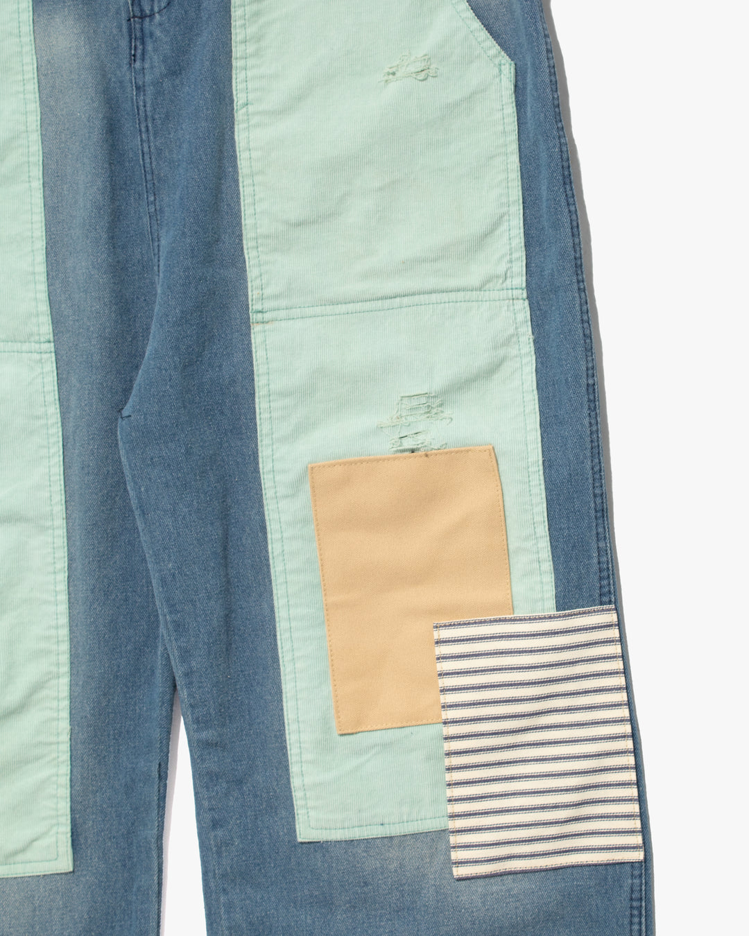 Kiriko Custom Patched Overalls, Colorblock Denim 