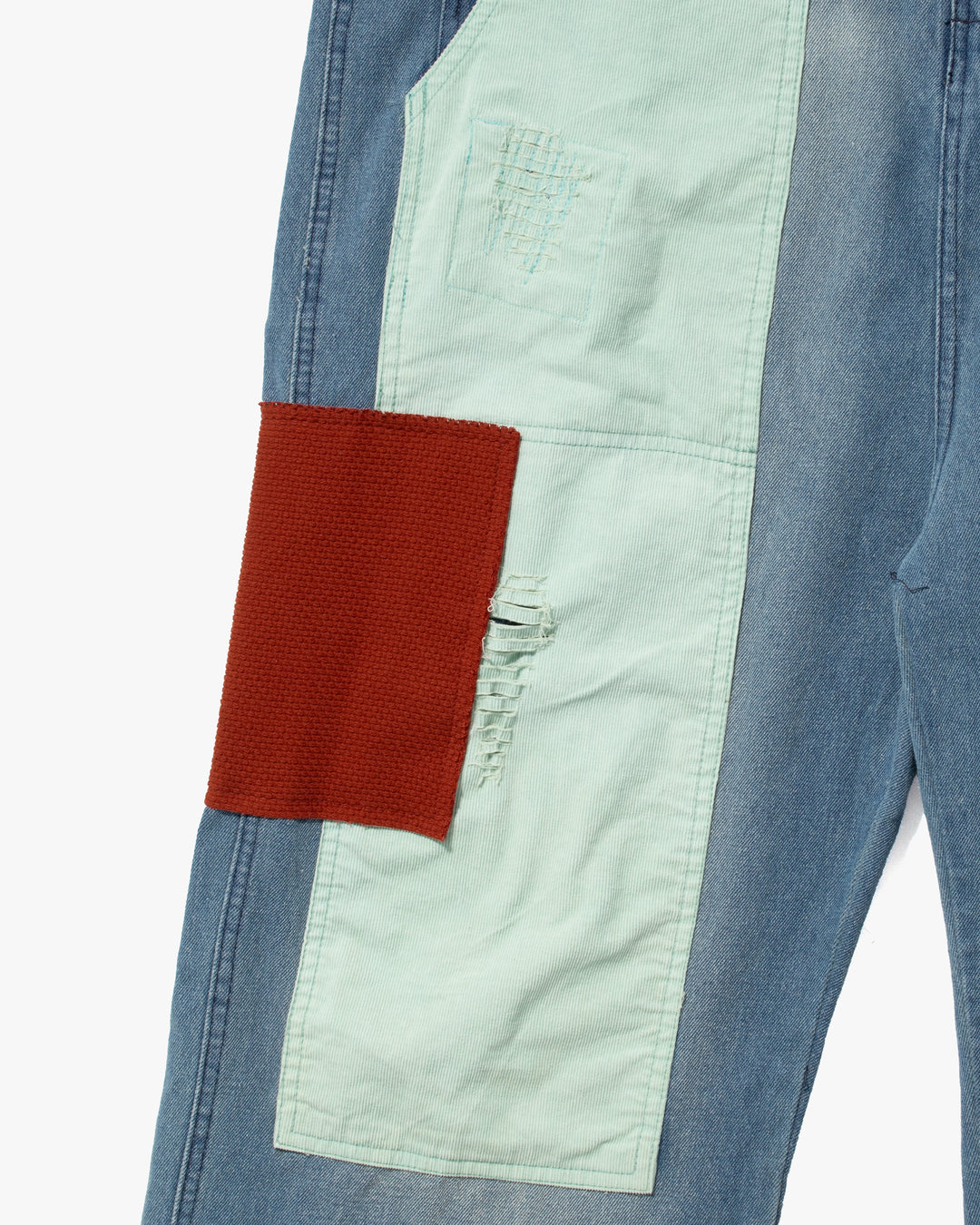 Kiriko Custom Patched Overalls, Colorblock Denim 
