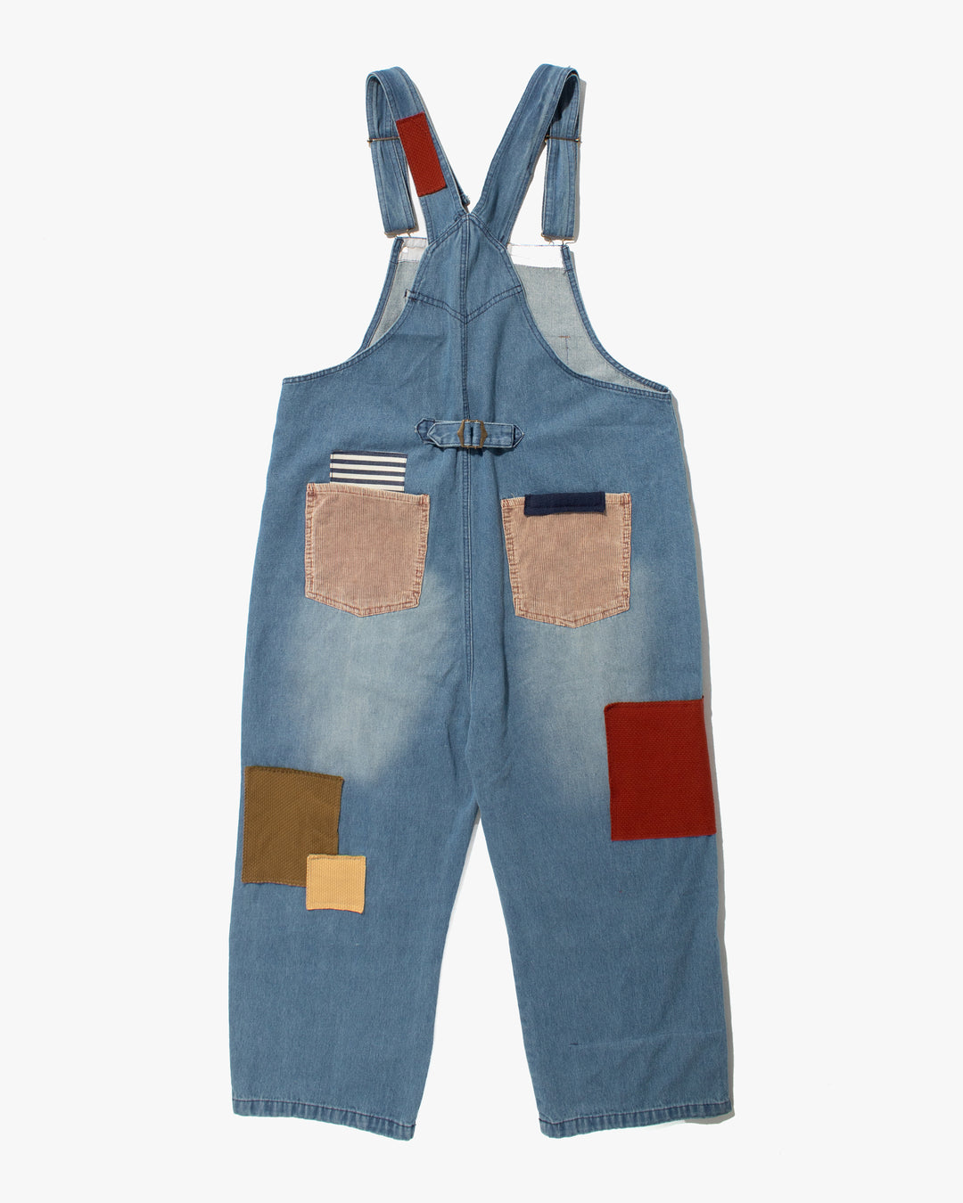 Kiriko Custom Patched Overalls, Colorblock Denim 