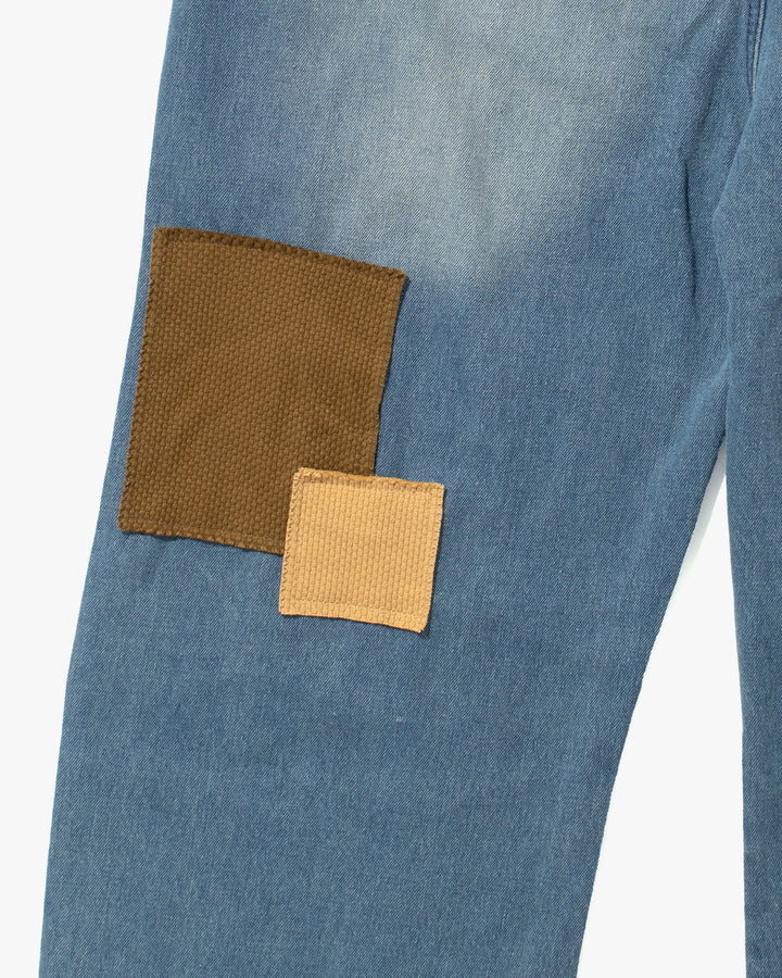 Kiriko Custom Patched Overalls, Colorblock Denim 