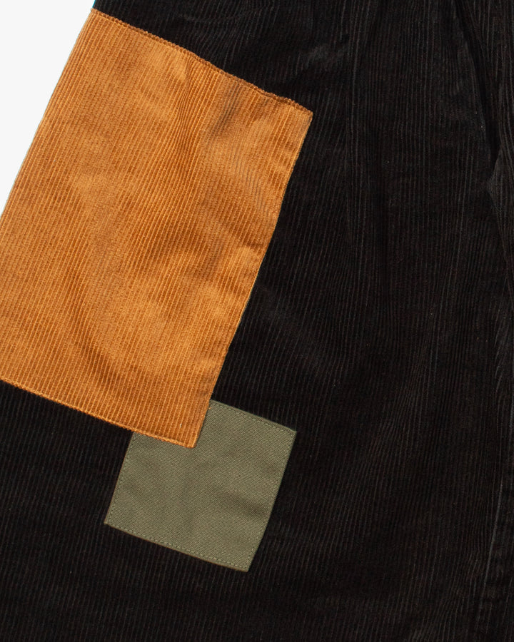 Kiriko Custom Wide Leg Pants, Heavy-Weight Corduroy Patched, Black