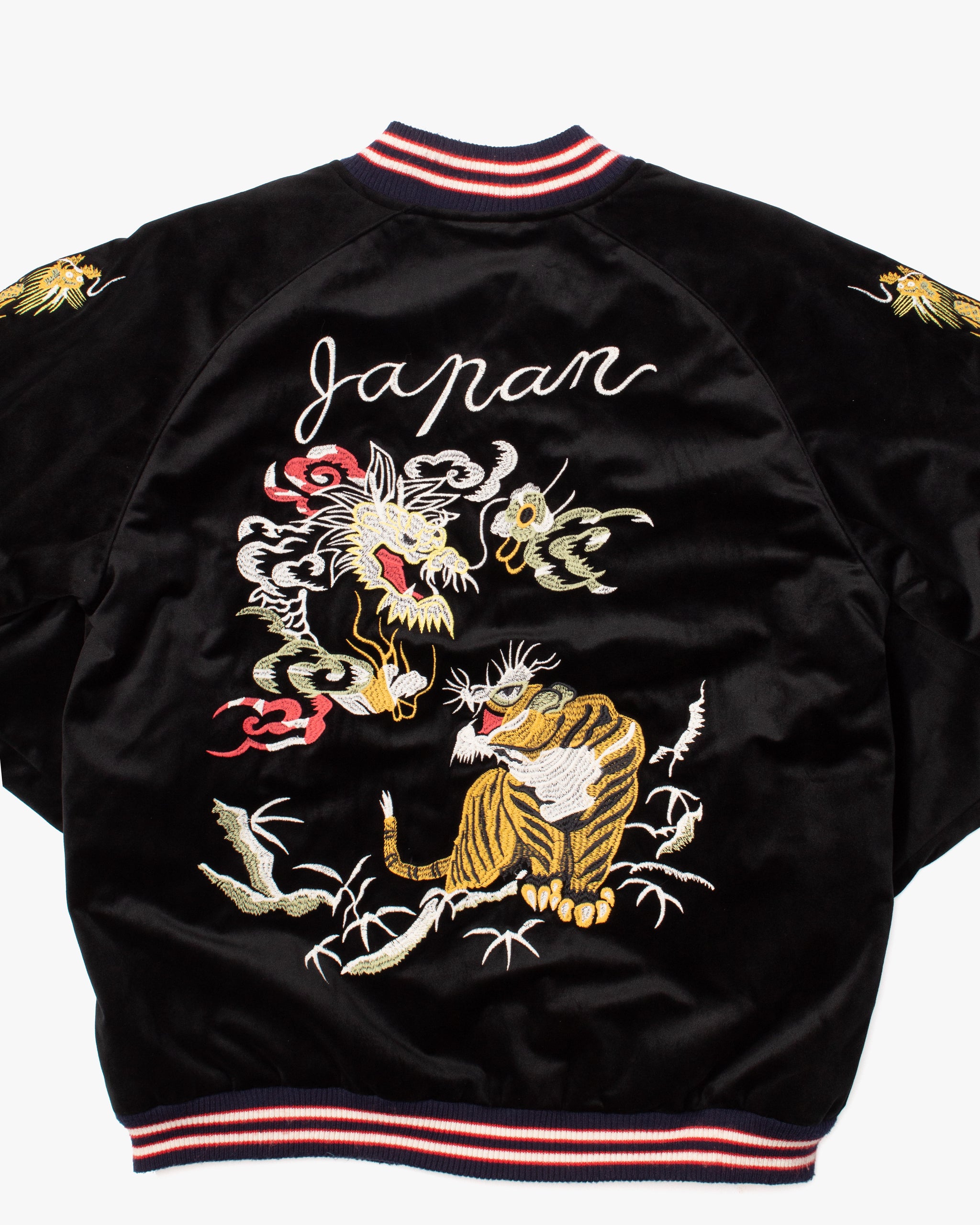 Japanese Repro Souvenir Jacket, XL, Black, Tiger and Dragon