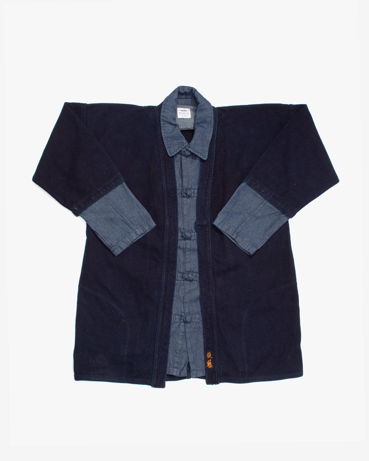 Kiriko Custom Kendo X Denim Mandarin Jacket, Dark Wash, C- M