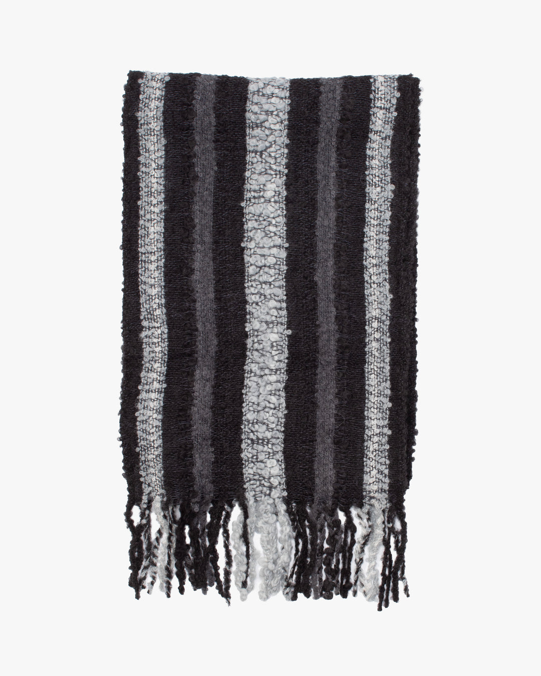 Shupaca Alpaca, Fringe Boucle Scarf, Charcoal