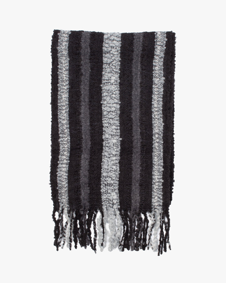 Shupaca Alpaca, Fringe Boucle Scarf, Charcoal