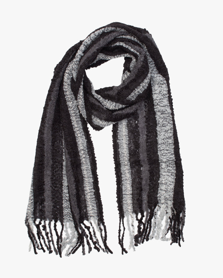 Shupaca Alpaca, Fringe Boucle Scarf, Charcoal