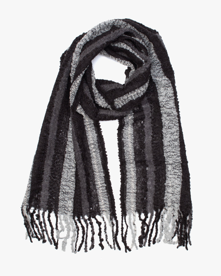 Shupaca Alpaca, Fringe Boucle Scarf, Charcoal
