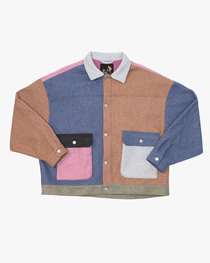 Japanese Repro Wool Jacket, 5XL, Go Slow Caravan, Alternating Panels