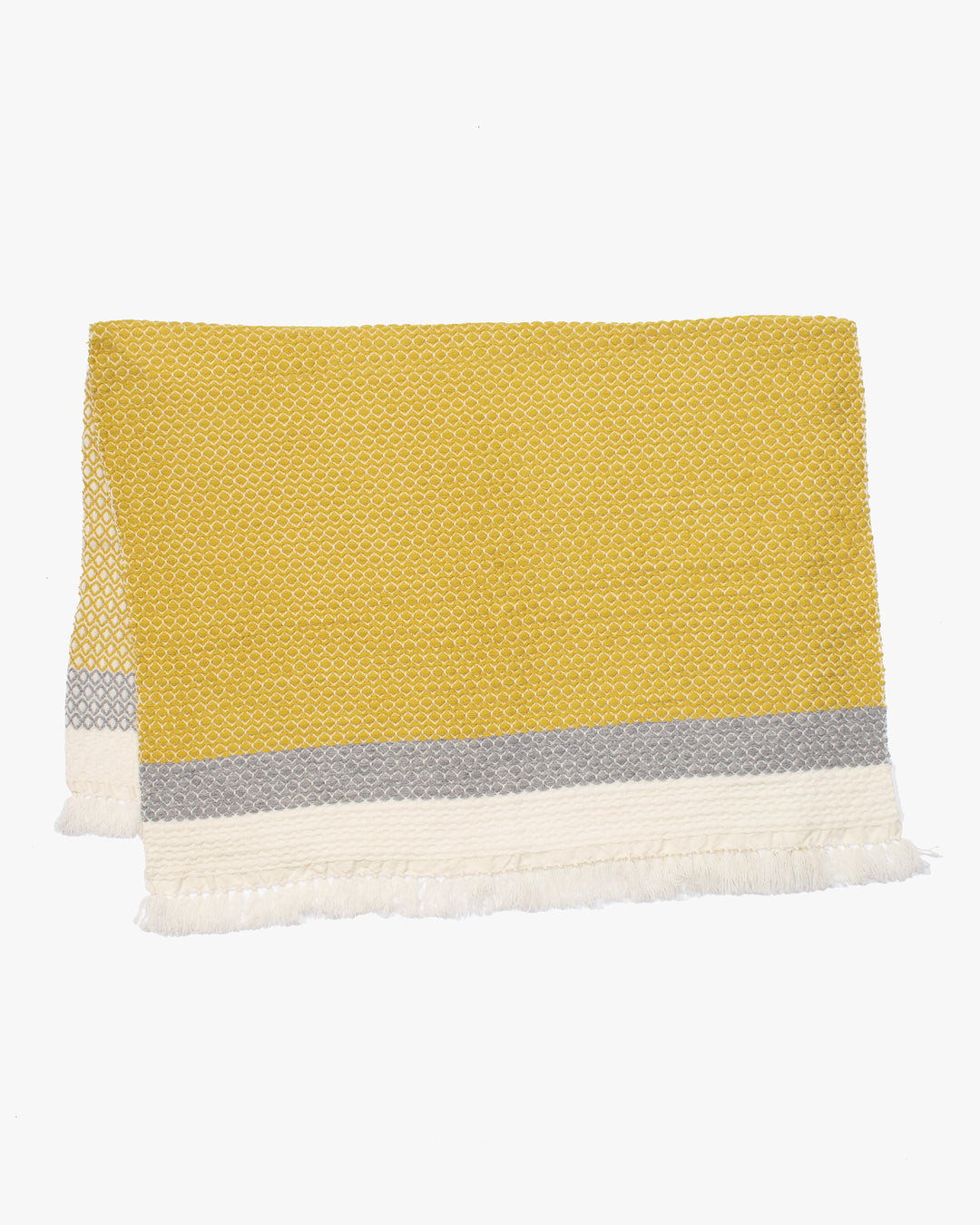 Kobo Oriza Wool Blanket Shawl, Kawari, Dotted Pattern, Yellow, Gray and White