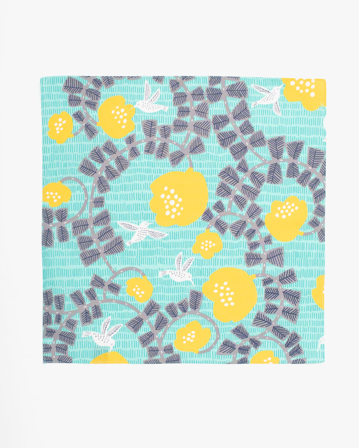 Modern Furoshiki, Musubi, Kata Kata, Hummingbird, Blue 17.5" x 17.5"