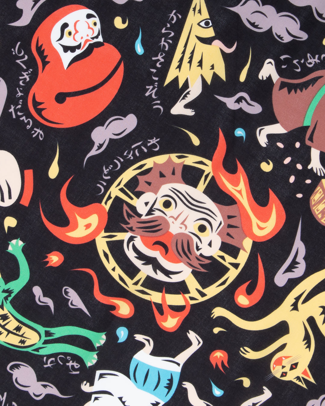 Modern Furoshiki, Musubi, Cochae, Japanese Folktales, Night Parade of One Hundred Demons 27.5" x 27.5"