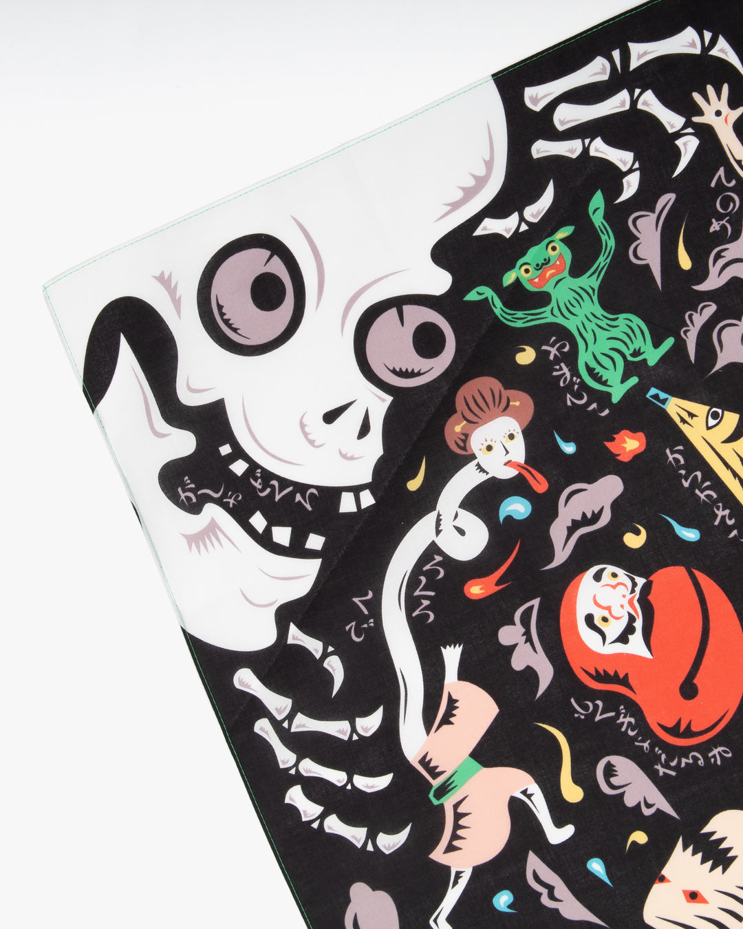 Modern Furoshiki, Musubi, Cochae, Japanese Folktales, Night Parade of One Hundred Demons 27.5" x 27.5"