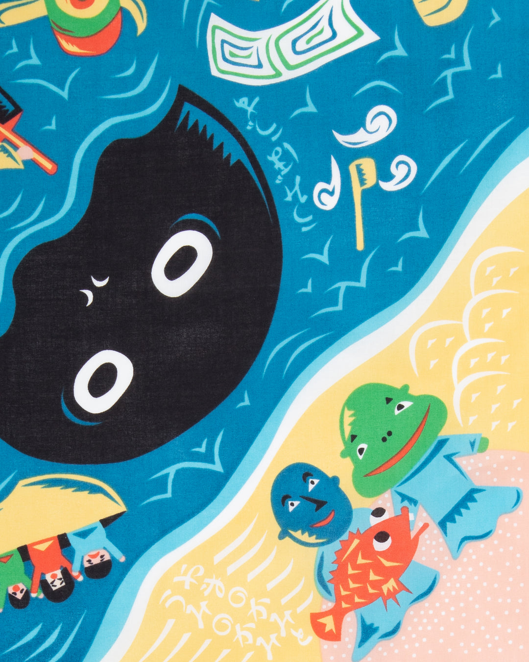 Modern Furoshiki, Musubi, Cochae, Japanese Folktales, Sea 27.5" x 27.5"