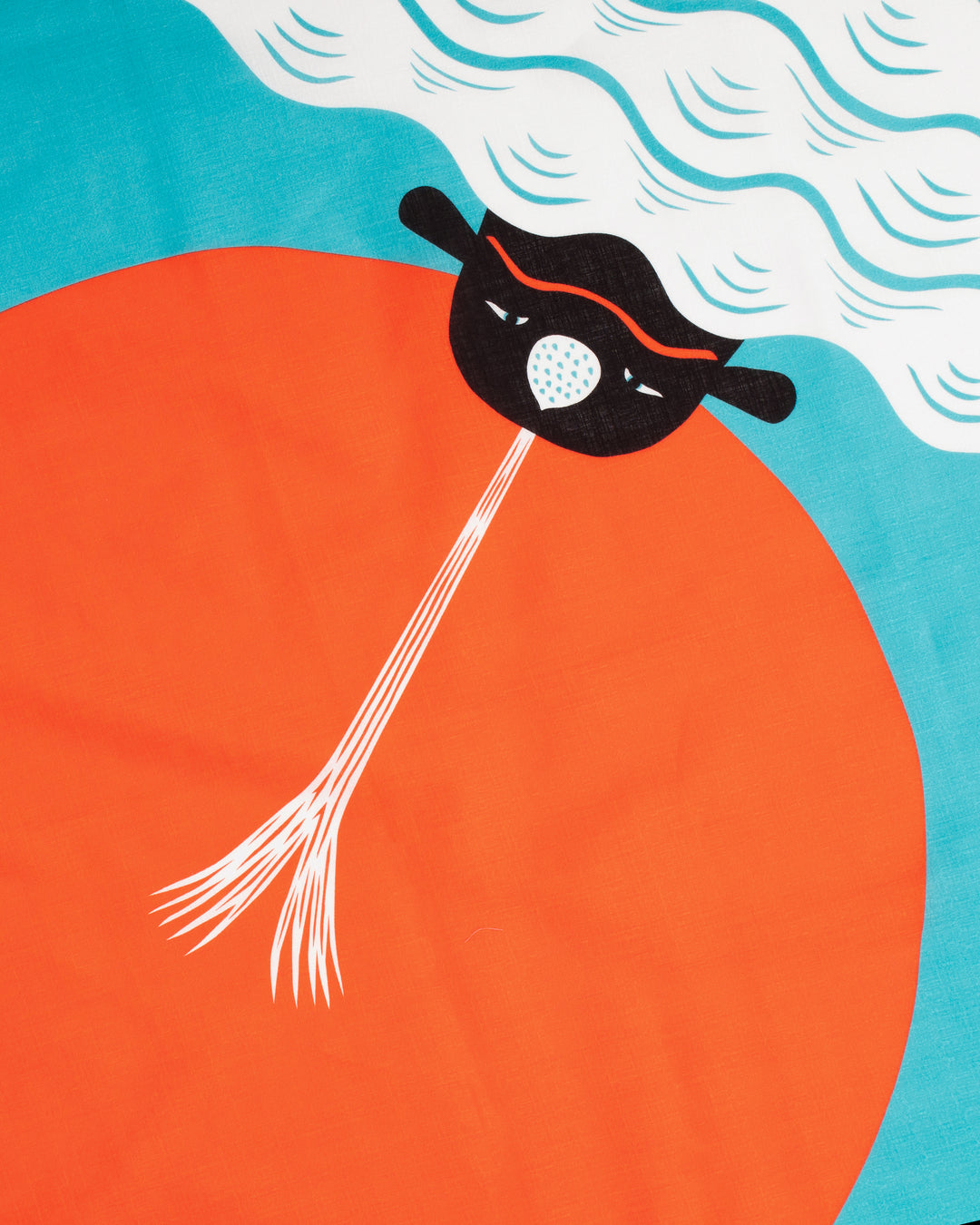Modern Furoshiki, Musubi, Cochae, Whale in the Morning Sun, Orange 39" x 39"