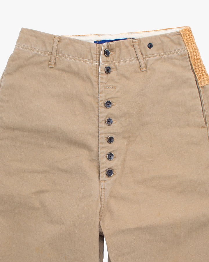 Japanese Repro Denim Jeans, XS, Kapital, Khaki with Burlap Accent