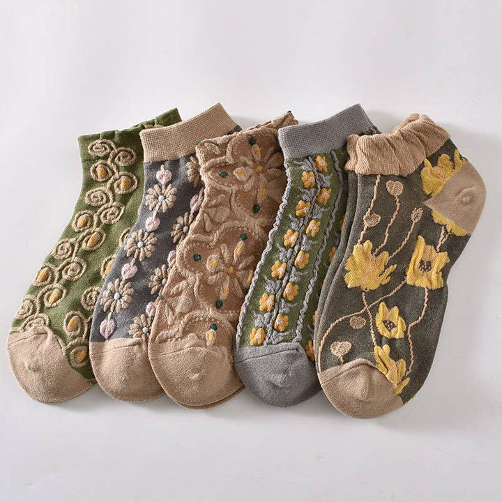 Tourtiwi, Ankle Socks, Embossed Retro Floral