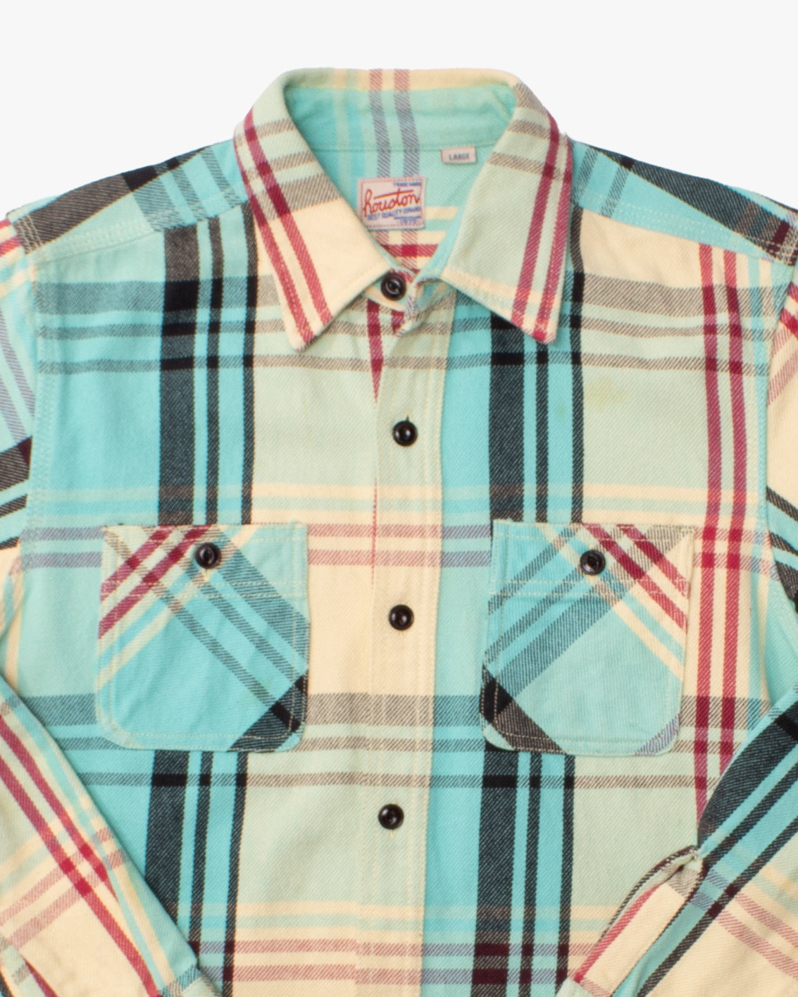 Japanese Repro Button Up Shirt, L, Houston & Inc., Blue Check Flannel