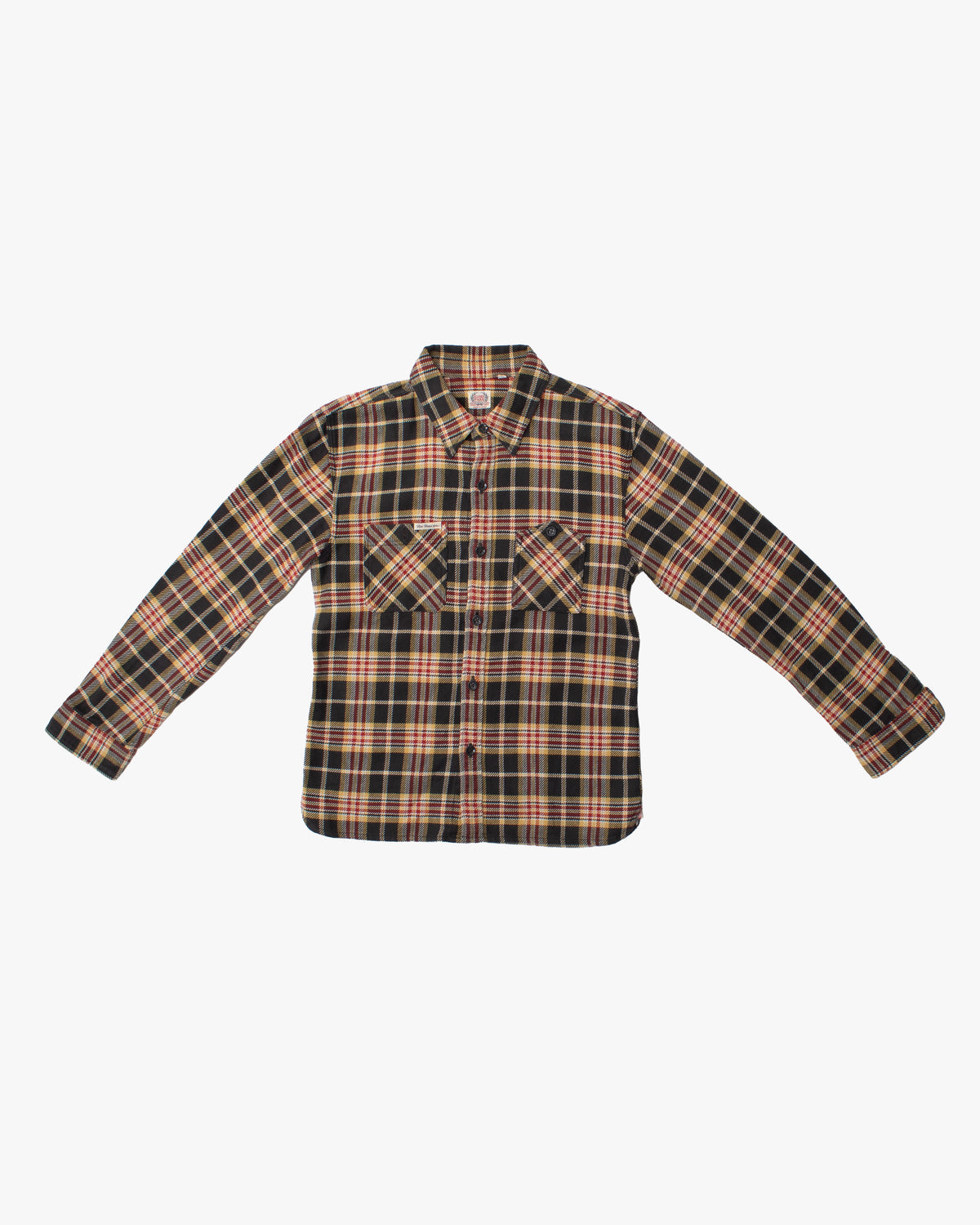 Japanese Repro Button Up Shirt, S, Flathead, Yellow/Red