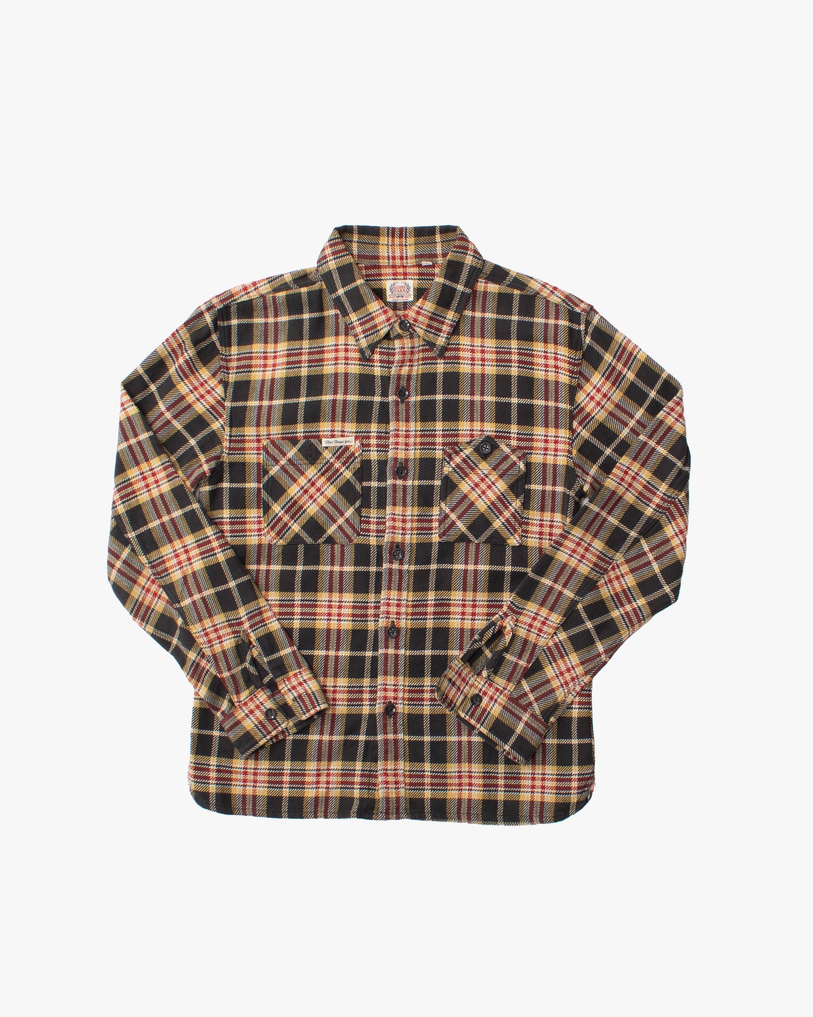 Japanese Repro Button Up Shirt, S, Flathead, Yellow/Red