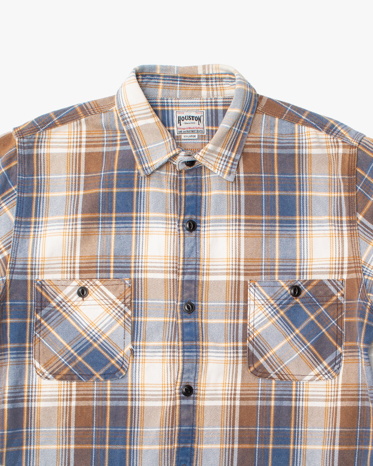 Japanese Repro Shirt, Est. L, Houston & Inc. , Indigo and Ochre Plaid