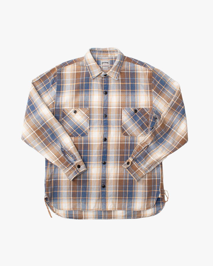 Japanese Repro Shirt, Est. L, Houston & Inc. , Indigo and Ochre Plaid