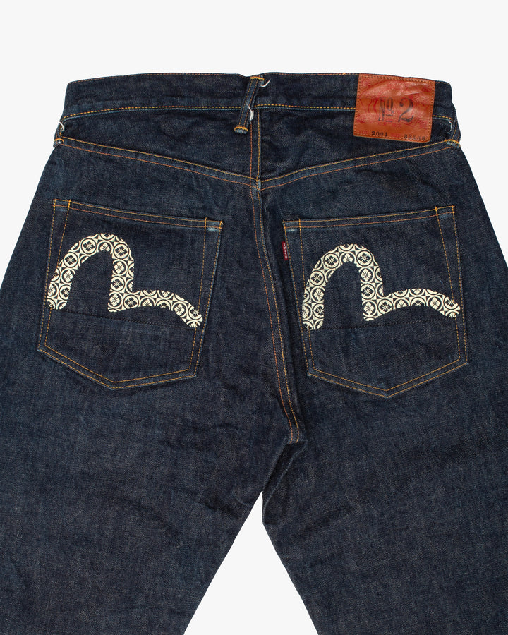Japanese Repro Denim Jeans, 33, Evisu, Patterned Cream Logo