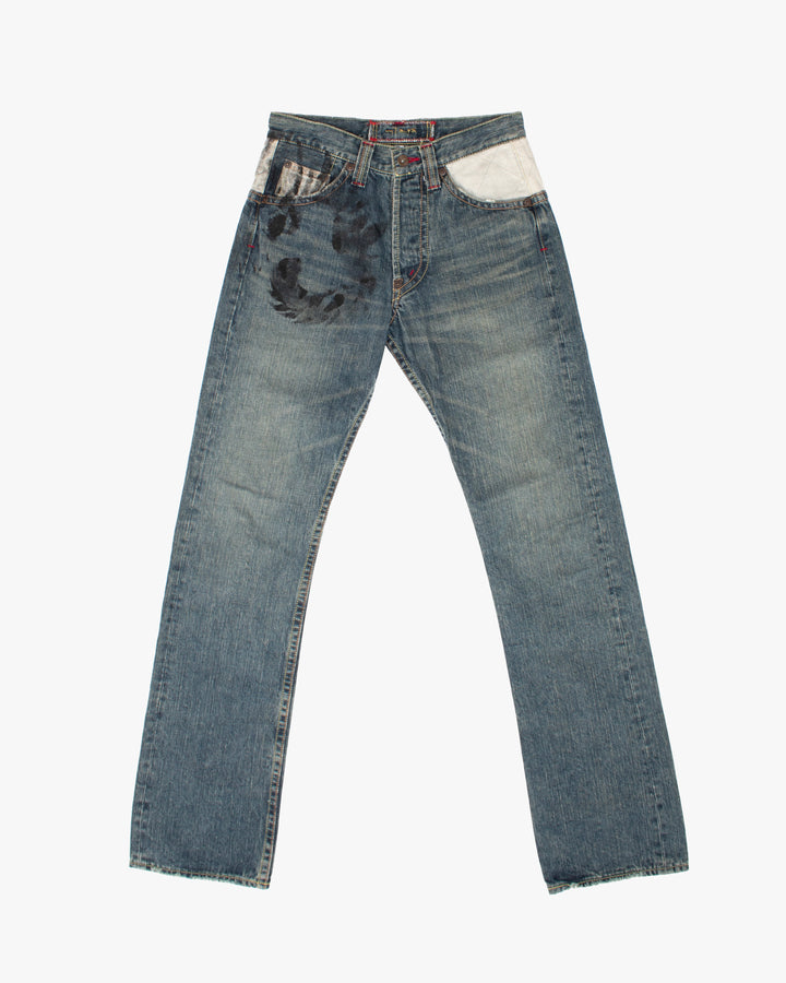 Japanese Repro Denim Jeans, 30, Miara, Painted Jaguar