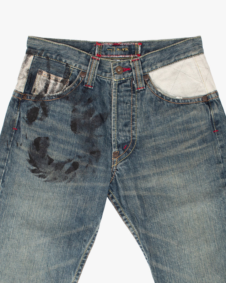 Japanese Repro Denim Jeans, 30, Miara, Painted Jaguar