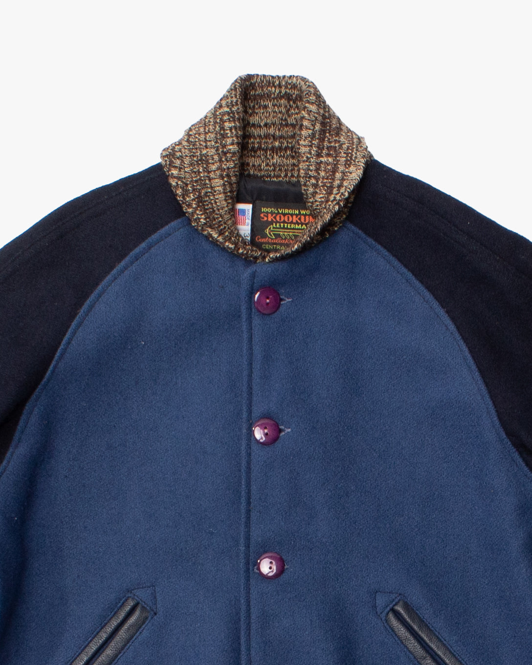 Japanese Repro Jacket, S, Skookum Letterman, Blue and Black Wool