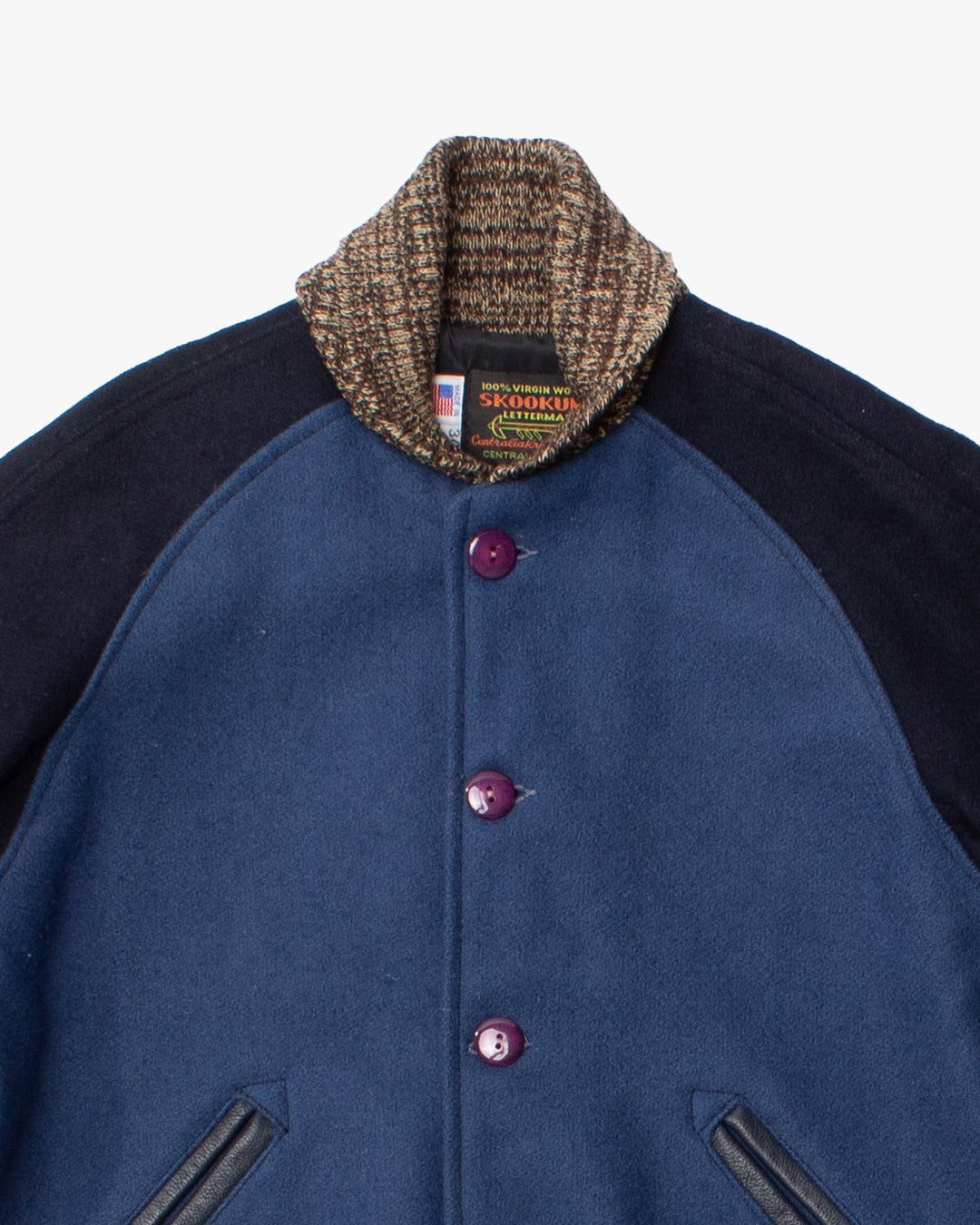 Japanese Repro Jacket, S, Skookum Letterman, Blue and Black Wool