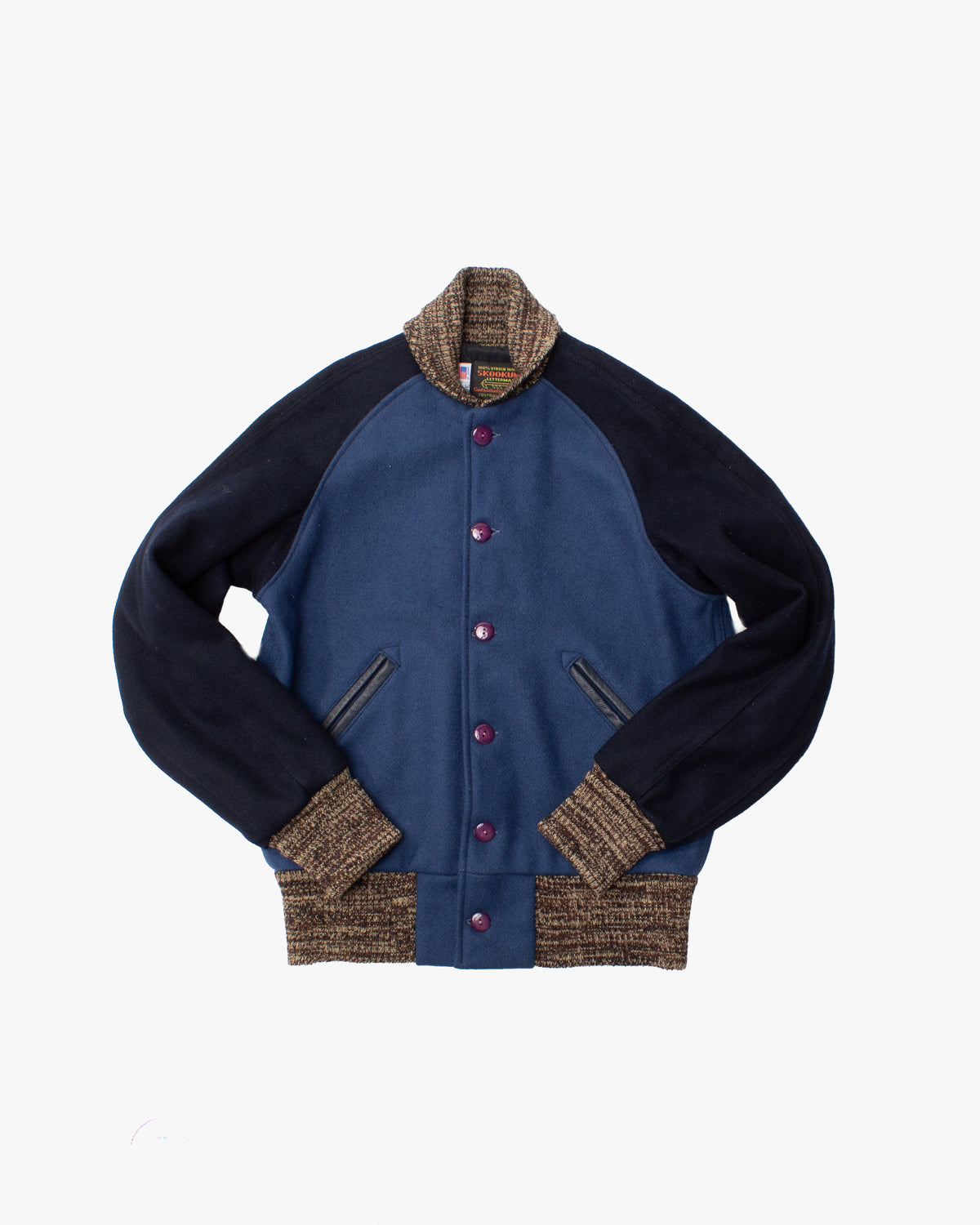 Japanese Repro Jacket, S, Skookum Letterman, Blue and Black Wool