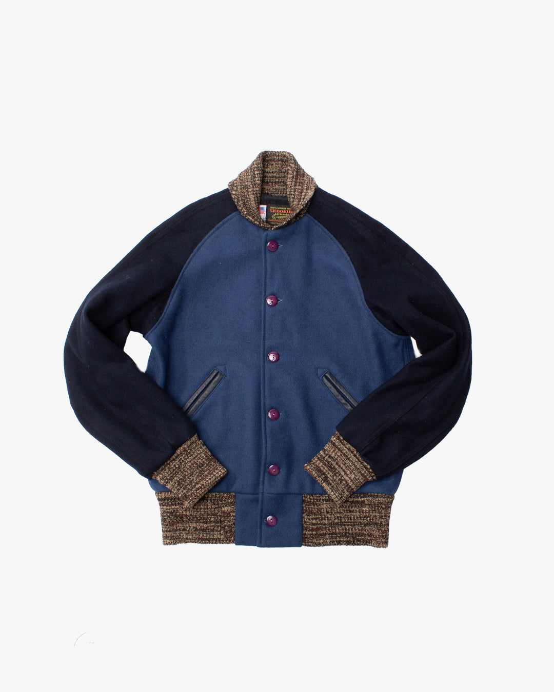 Japanese Repro Jacket, S, Skookum Letterman, Blue and Black Wool