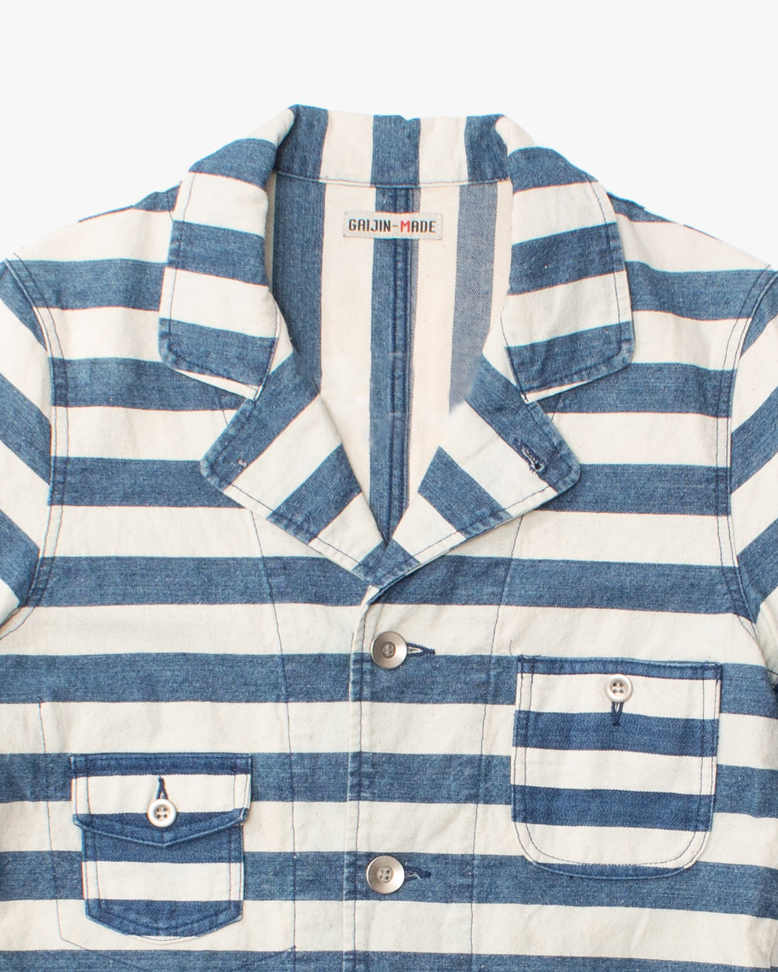 Japanese Repro Shirt, M, Gaijin Made, Blue and White Striped