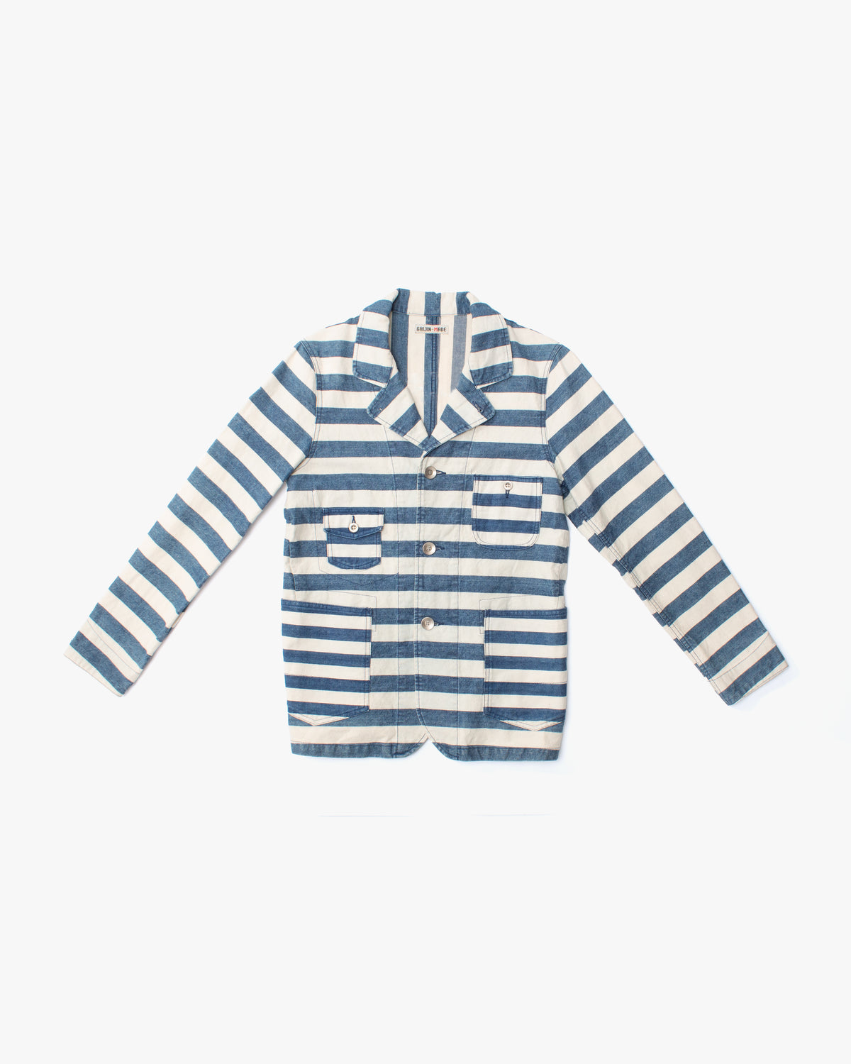 Japanese Repro Shirt, M, Gaijin Made, Blue and White Striped