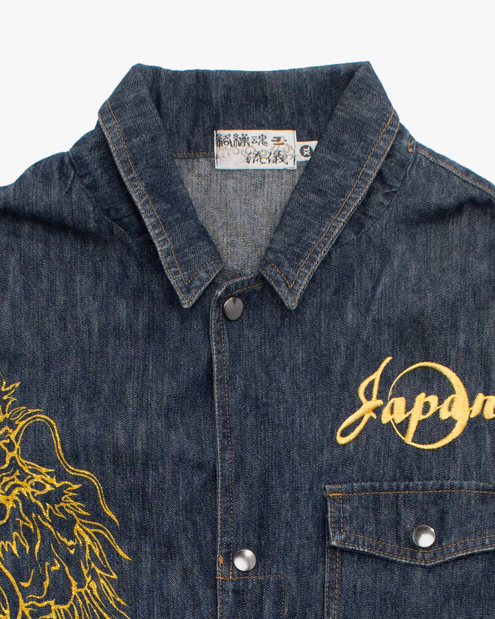Japanese Repro Denim Jumpsuit, XL, Crutch Co, Embroidered Dragons