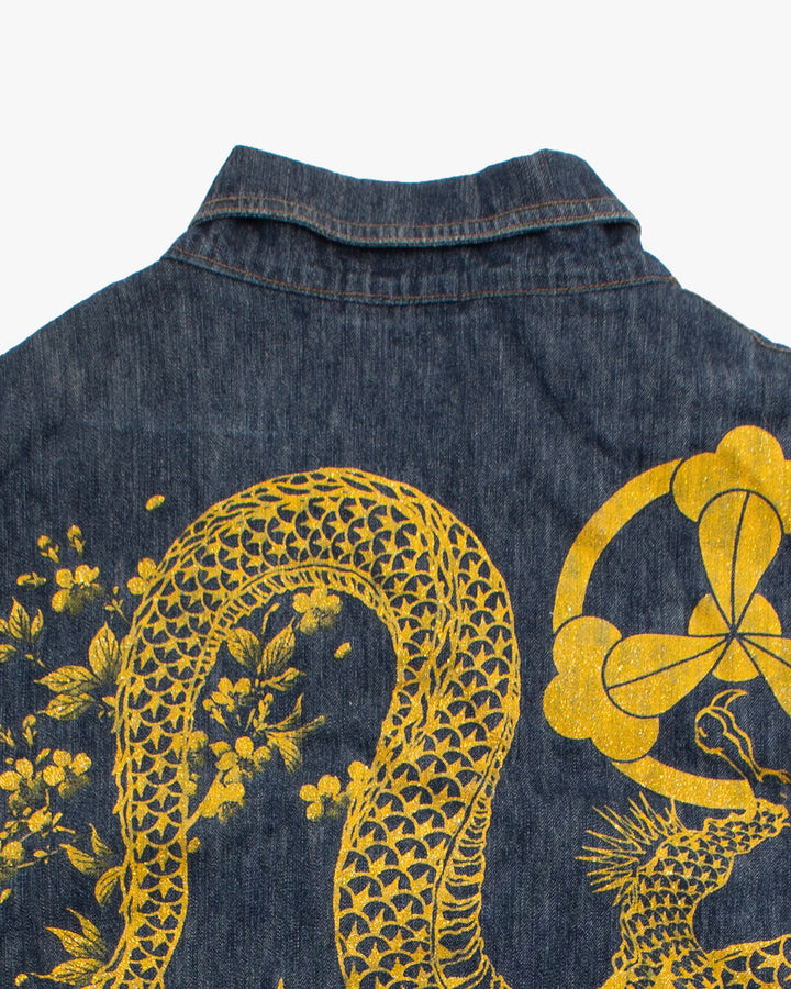 Japanese Repro Denim Jumpsuit, XL, Crutch Co, Embroidered Dragons
