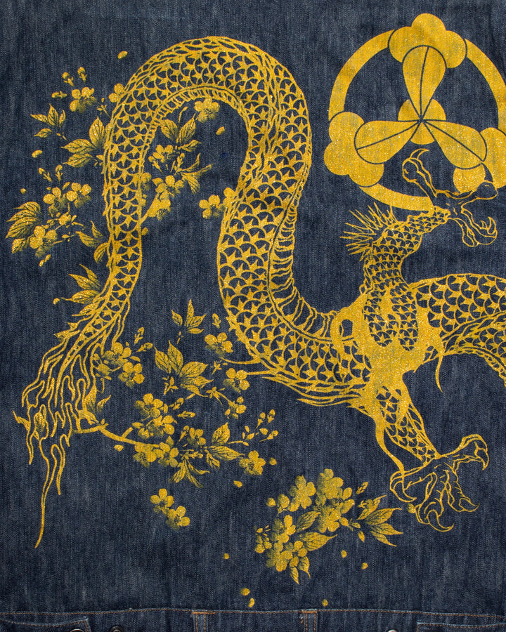 Japanese Repro Denim Jumpsuit, XL, Crutch Co, Embroidered Dragons